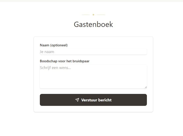 Digitaal gastenboek in de EenHart bruiloft-app